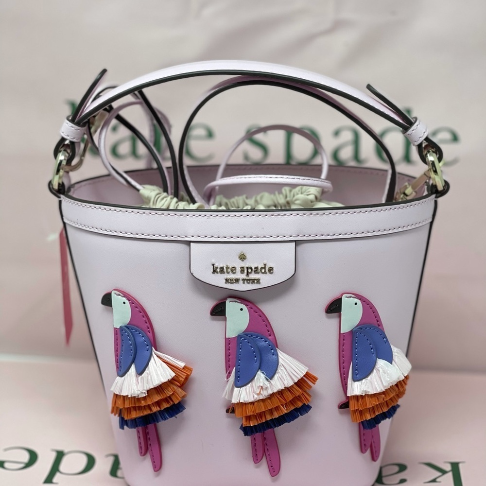 Kate spade pink Flock Party Parrot Bucket Bag - Picture 4 of 9